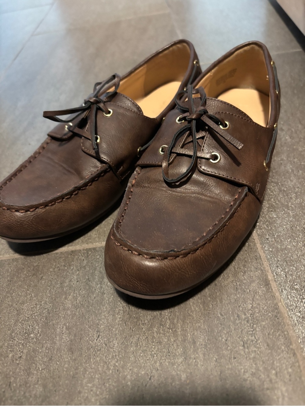Women’s Loft Brown Leather Moc Toe Boat Shoes 8